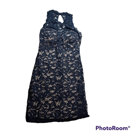 Windsor Navy Lace Dress With Sequins  Size 7 - Picture 1 of 16
